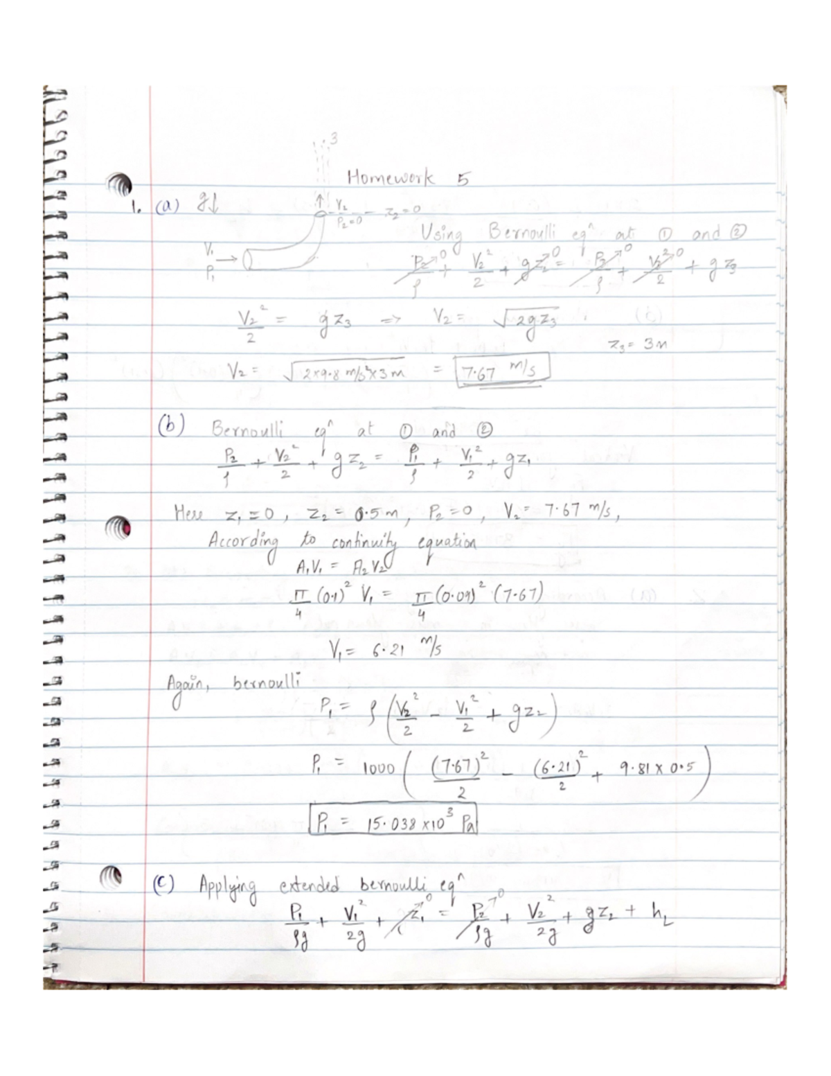 HW 5 - MMAE 313: Fluid Mechanics Professor Scott Dawson Homework ...
