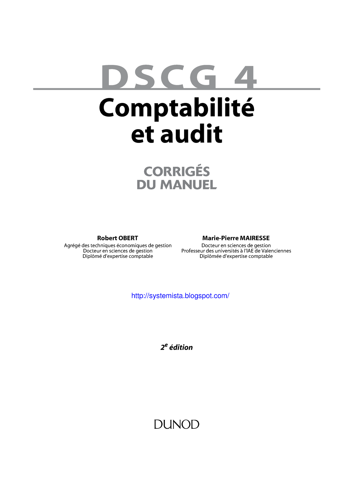 DSCG 4 Comptabilit Et Audit - Corrig S Du Manuel 1 -www Coursdefsjes ...