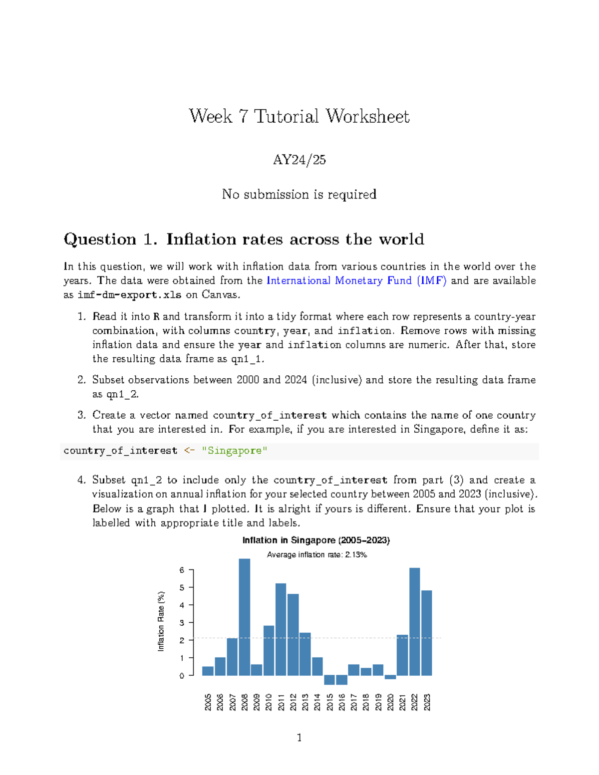 Tutorial worksheet wk7 - Week 7 Tutorial Worksheet AY24/ No submission ...