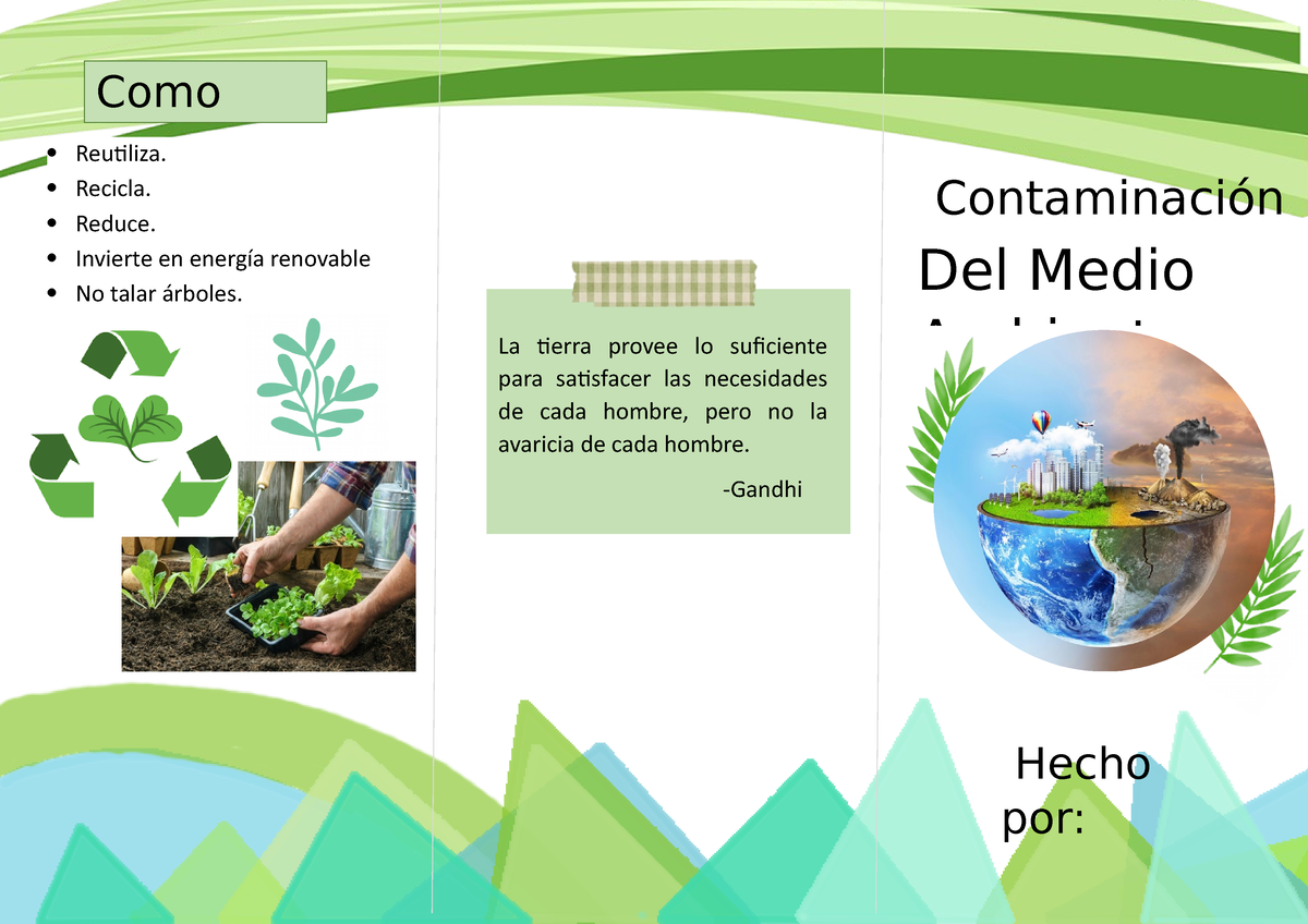 Triptico - Tríptico Del Medio Ambiente - La Tierra Provee Lo Suficiente ...