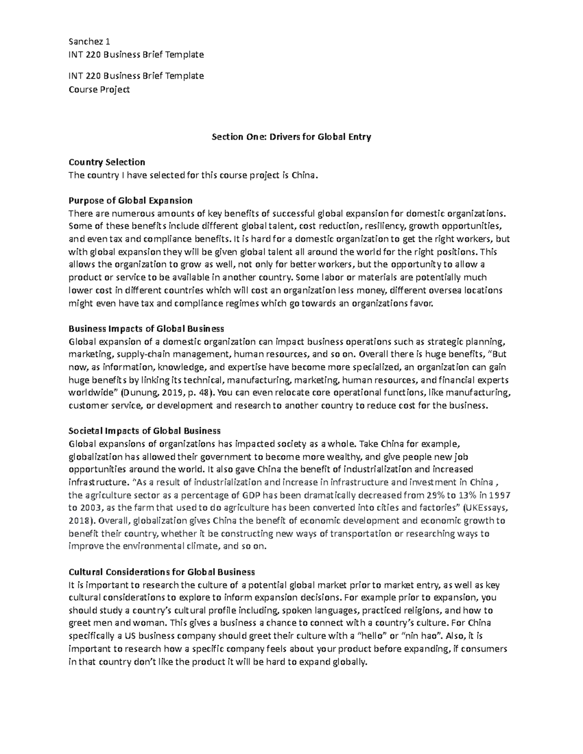 INT 220 Business Brief Template ONE - INT 220 - SNHU - Studocu