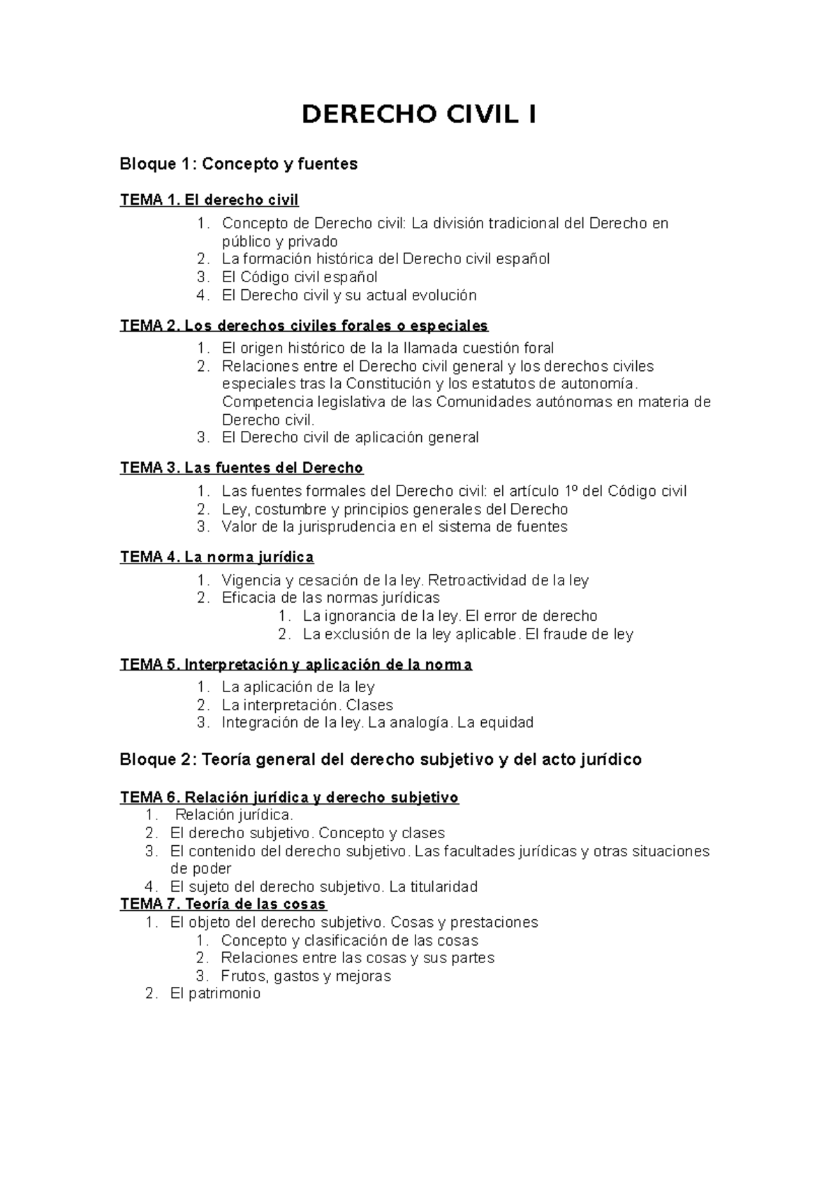 Derecho Civil I - DERECHO CIVIL I Bloque 1: Concepto Y Fuentes TEMA 1 ...