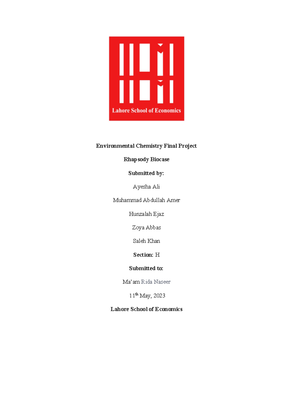 Final EC 1 - Project - Environmental Issue - Studocu