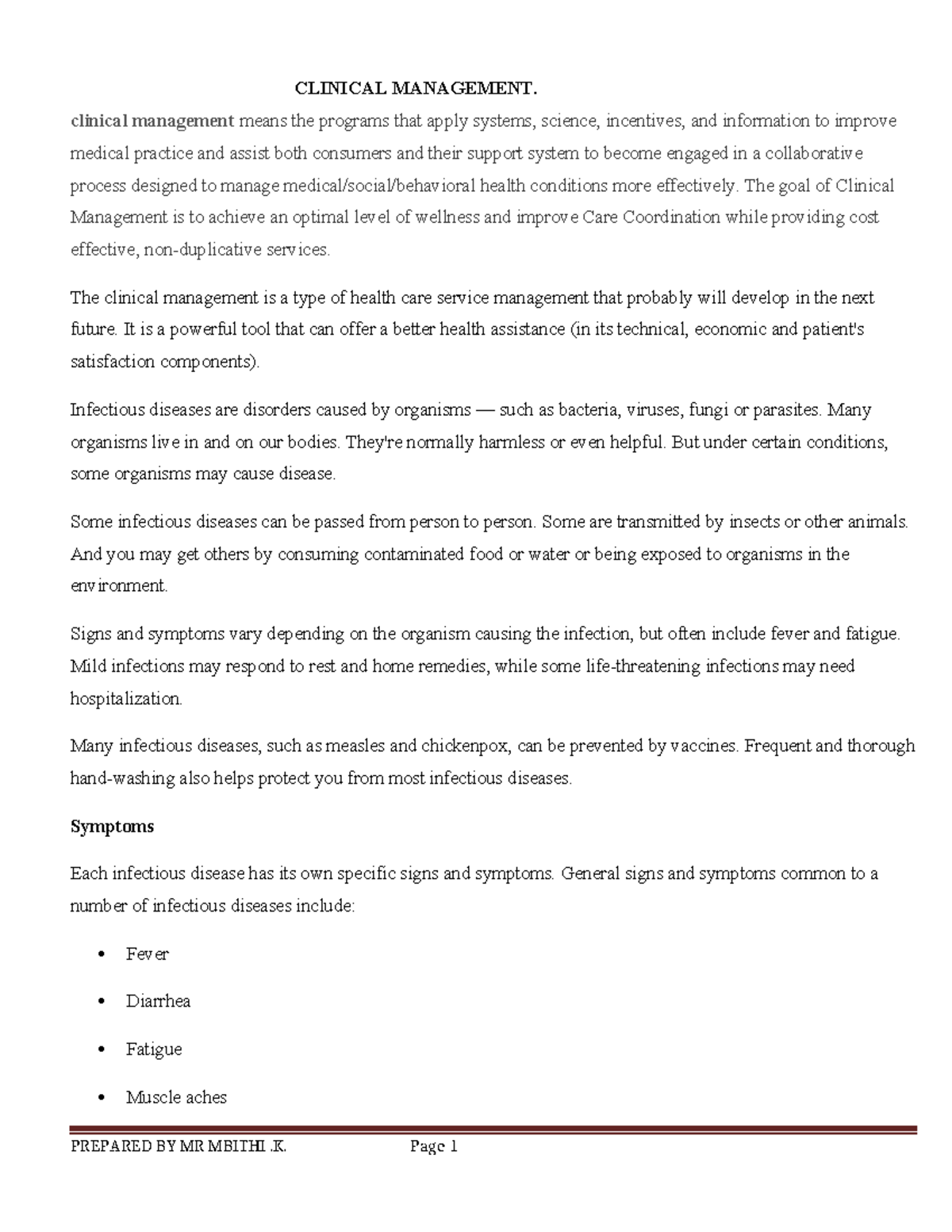 Clinical Management - CLINICAL MANAGEMENT. clinical management means ...