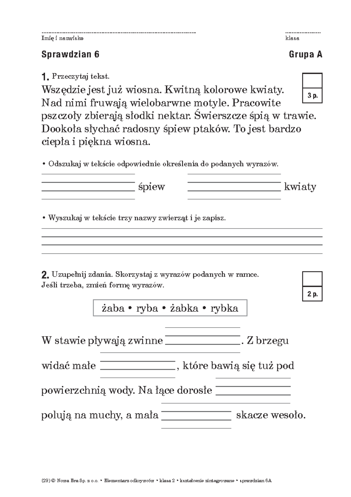 Klasa-II-sprawdzian-6-zintegrowane - ####### - Studocu
