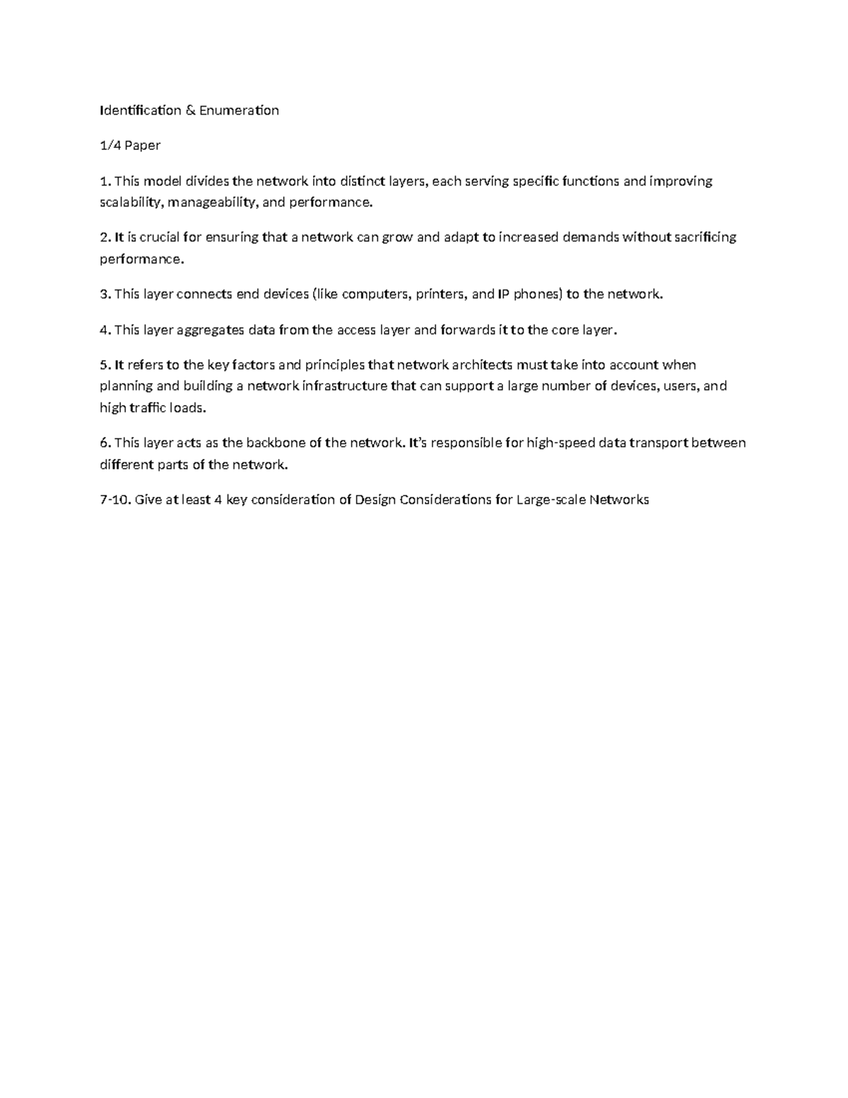 Group 3Quizz - Quiz - Identification & Enumeration 1/4 Paper This model ...