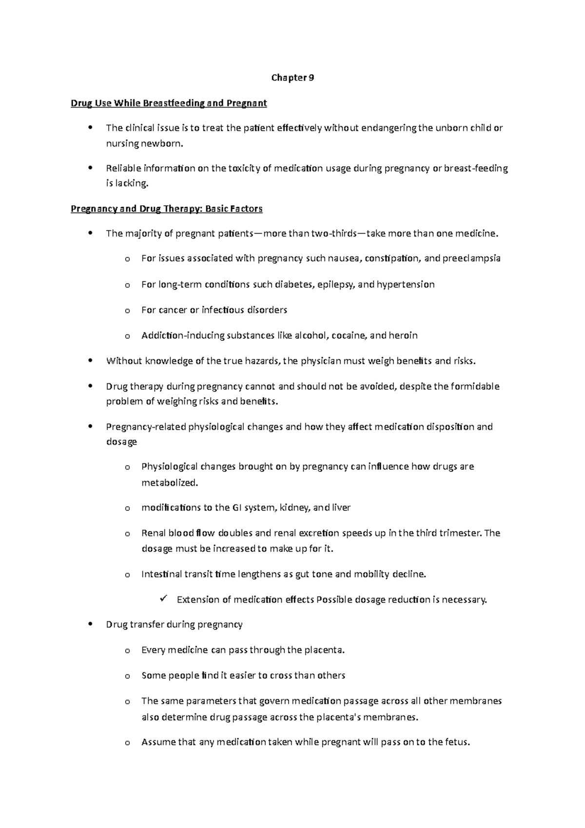 Chapter 9 Notes In Pharmacology - Chapter 9 Drug Use While 