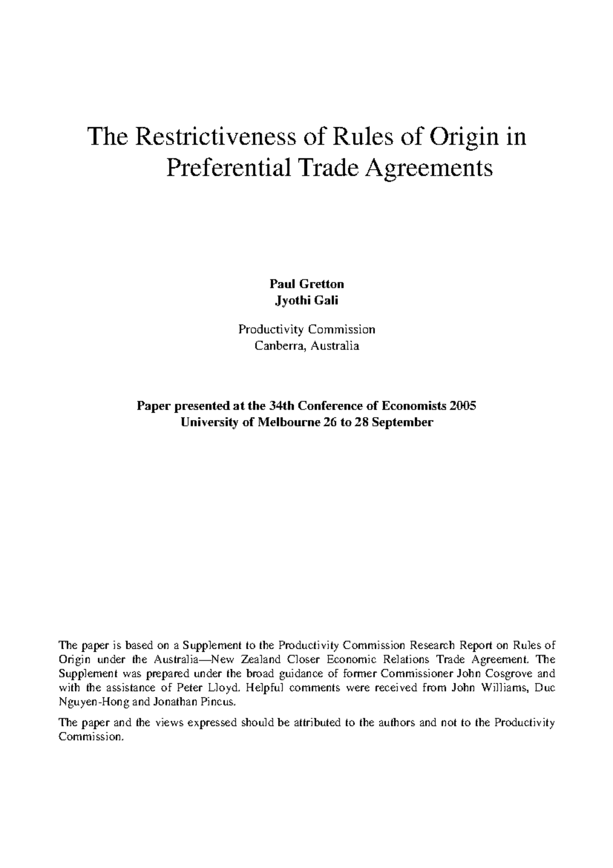 Restrictive rules of origin The Restrictiveness of Rules of Origin in