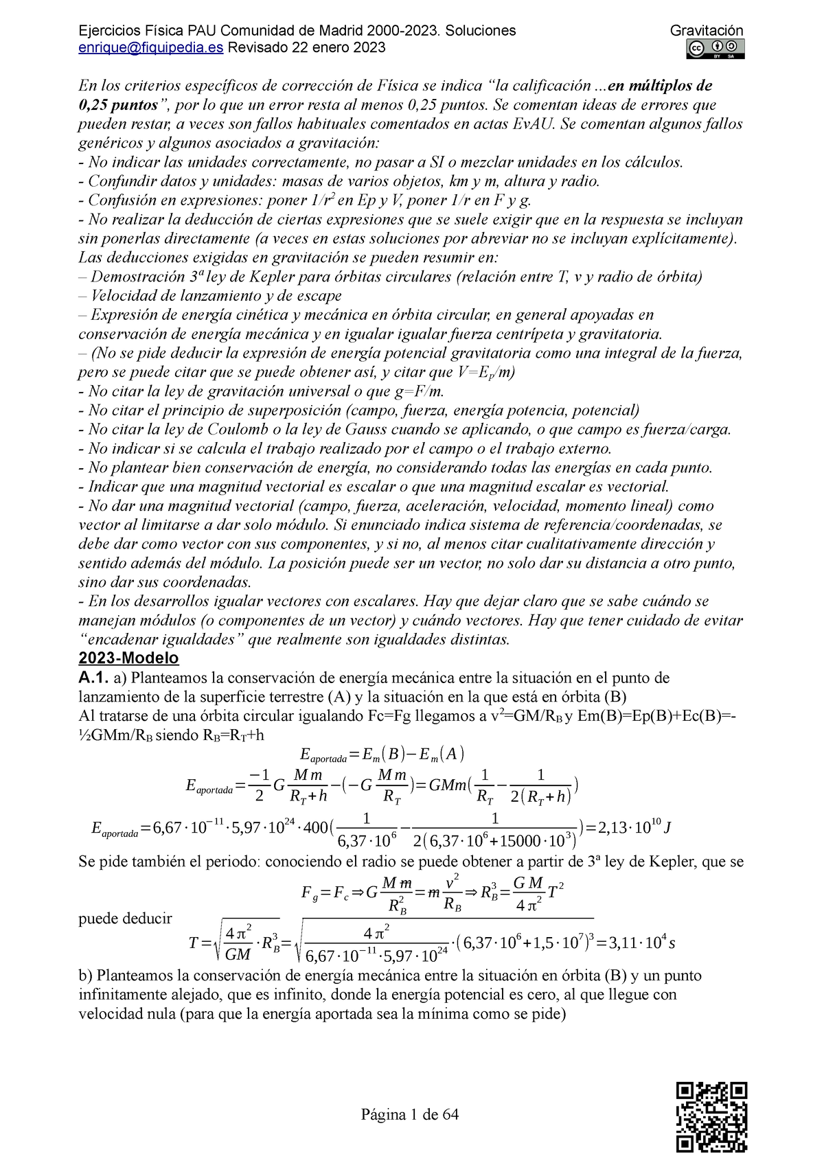 F2 PAU Gravitacion Soluc - Enrique@fiquipedia Revisado 22 Enero 2023 En ...