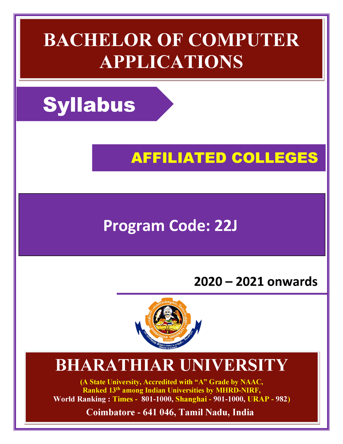 BCA Bachelor of Computer Applications full pdf format of the course