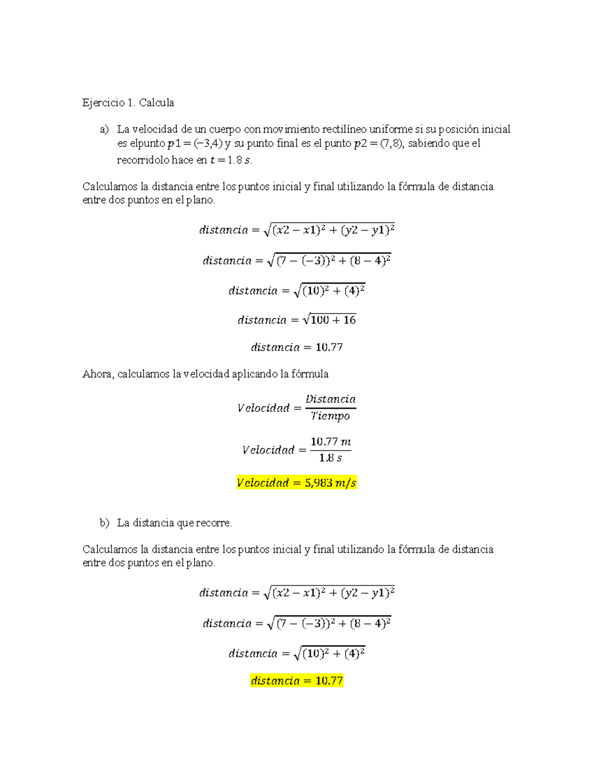 Entregable 1 Mecanica Para Ingenieria Ejercicio 1 Calcula A La Velocidad De Un Cuerpo Con 