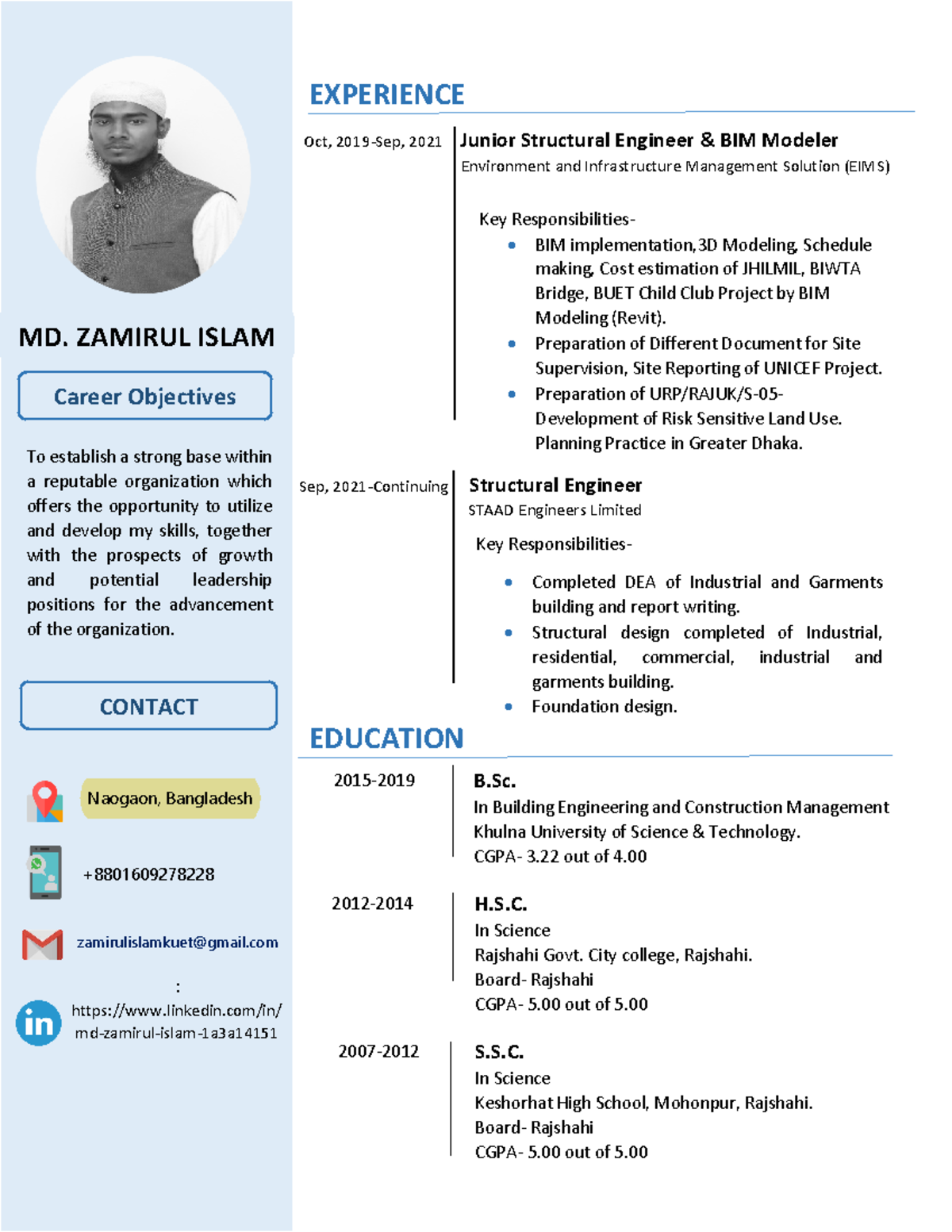 CV of Md. Zamirul Islam - Lecture notes 1-10 - Oct, 2019-Sep, 202 1 ...