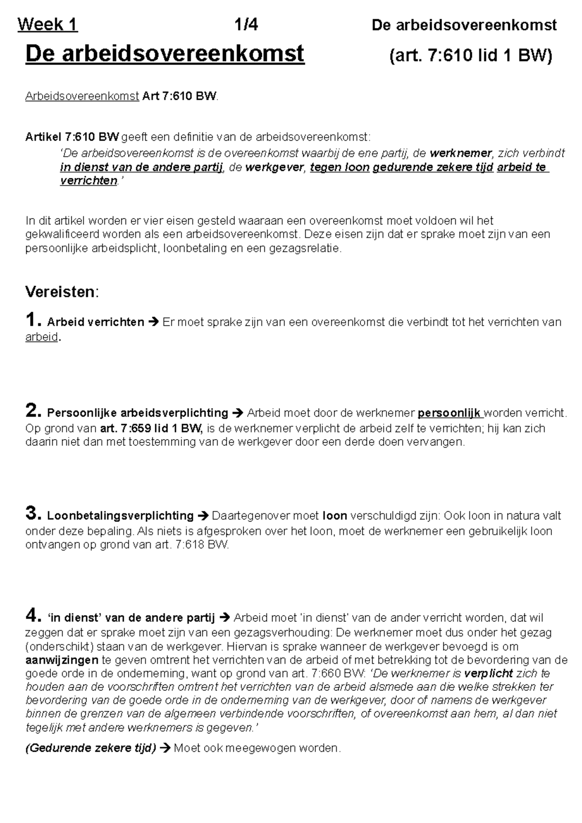 Rijtjes Privaatrecht In Perspectief Arbeidsrecht Eindtoets Samenvatting ...