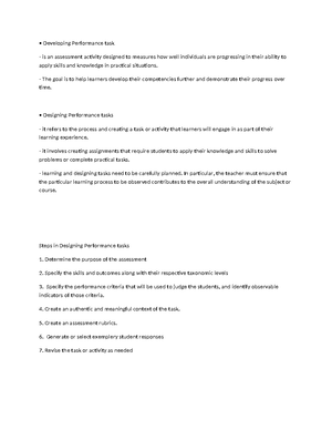 Performance-based Assessment - This type of assessment focuses on ...