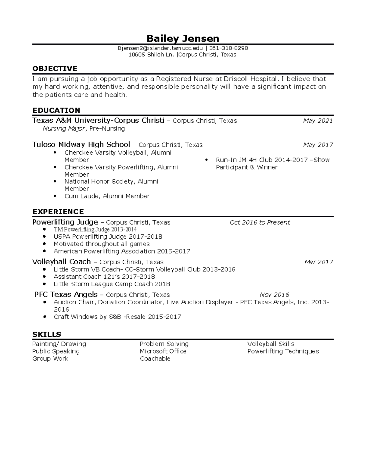 Resume sample 2 - Communication theory - Bailey Jensen Bjensen2 ...