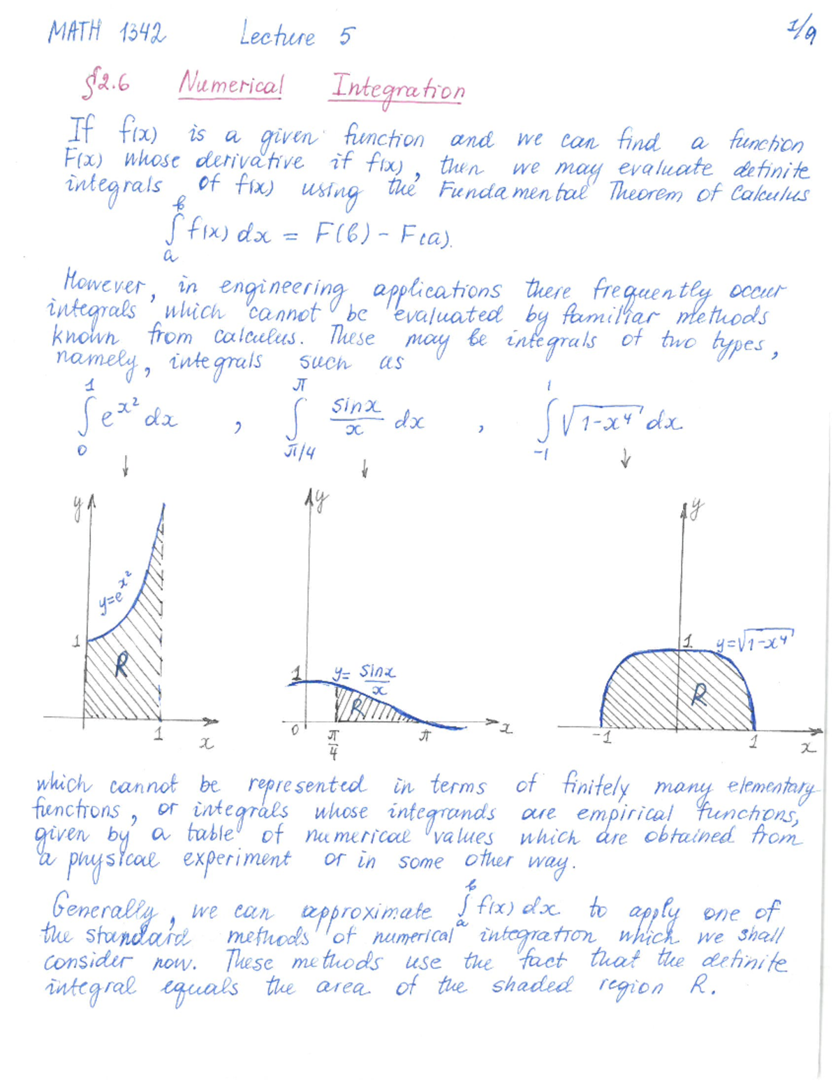 1342 Lecture 5 (Numerical Integration) - MATH 1342 Lecture 5 Numerical ...