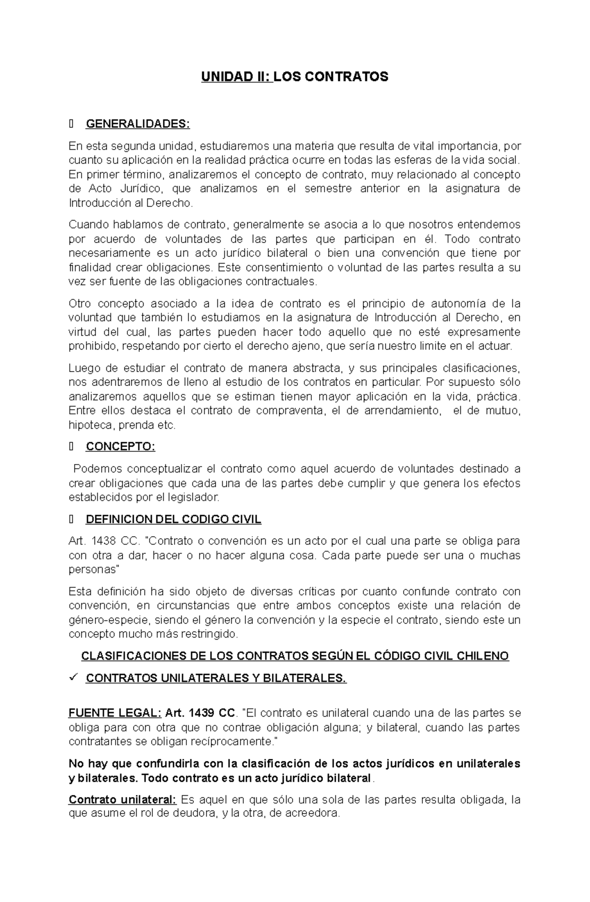 que son contratos unilaterales y bilaterales