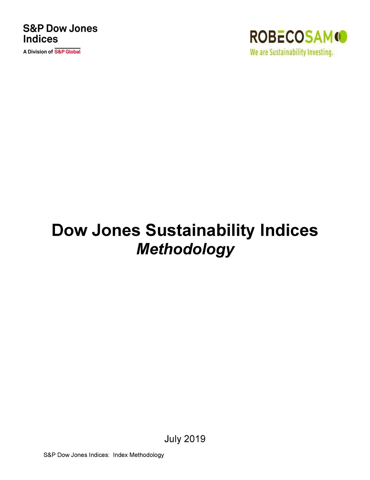 Dow Jones Sustainability Indices- Methodology - July 20 19 S&P Dow ...