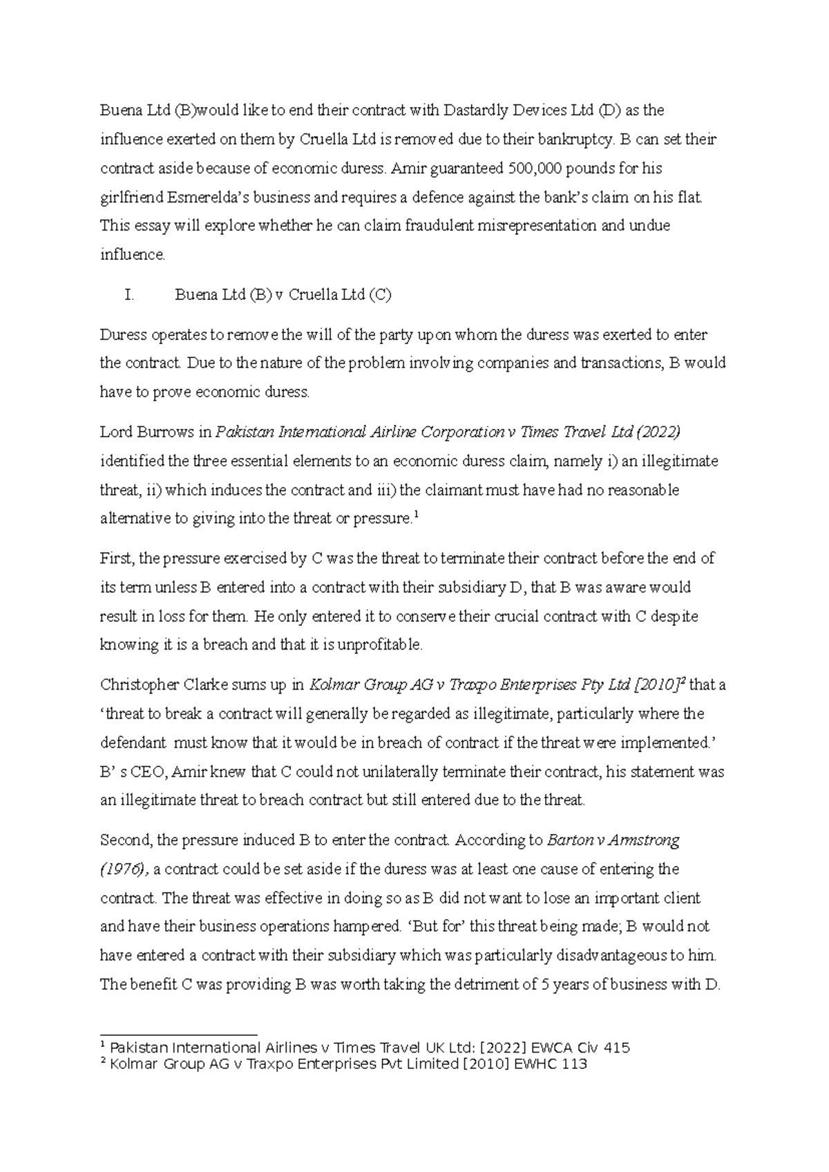 Contarct summative 2 - Buena Ltd (B)would like to end their contract ...