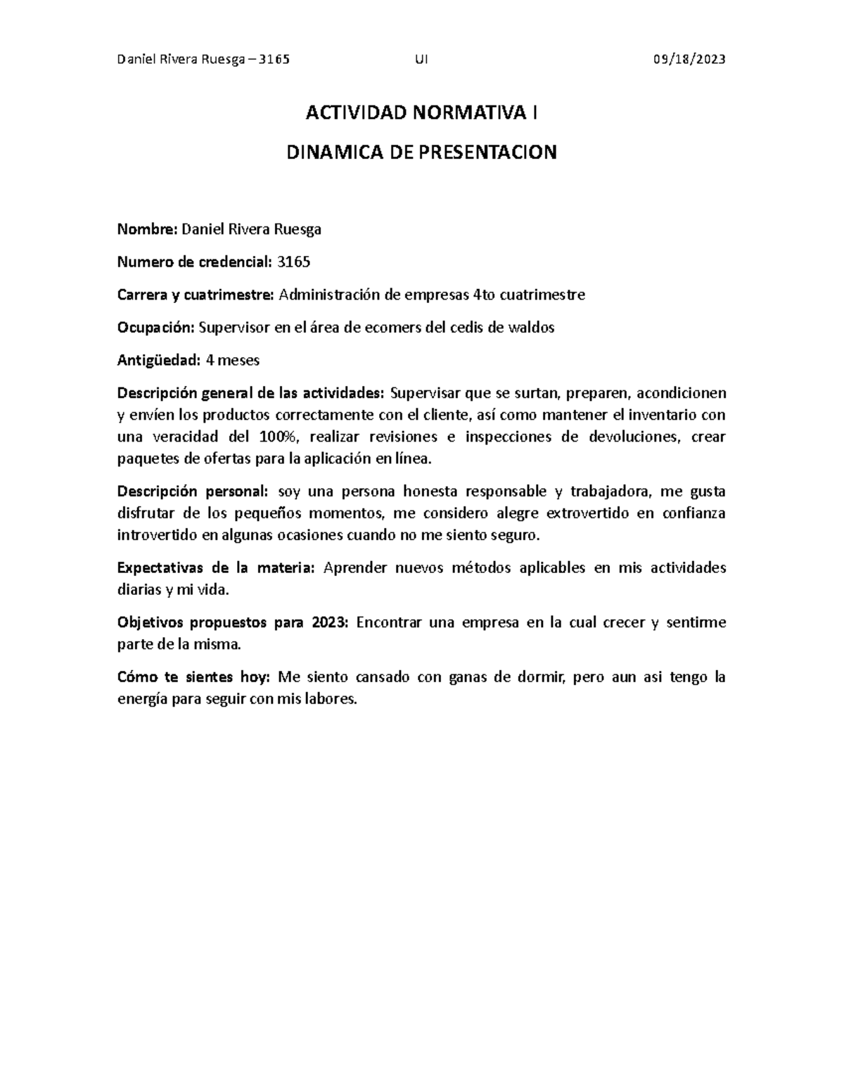Actividad Normativa I - formacion - Daniel Rivera Ruesga – 3165 UI 09 ...
