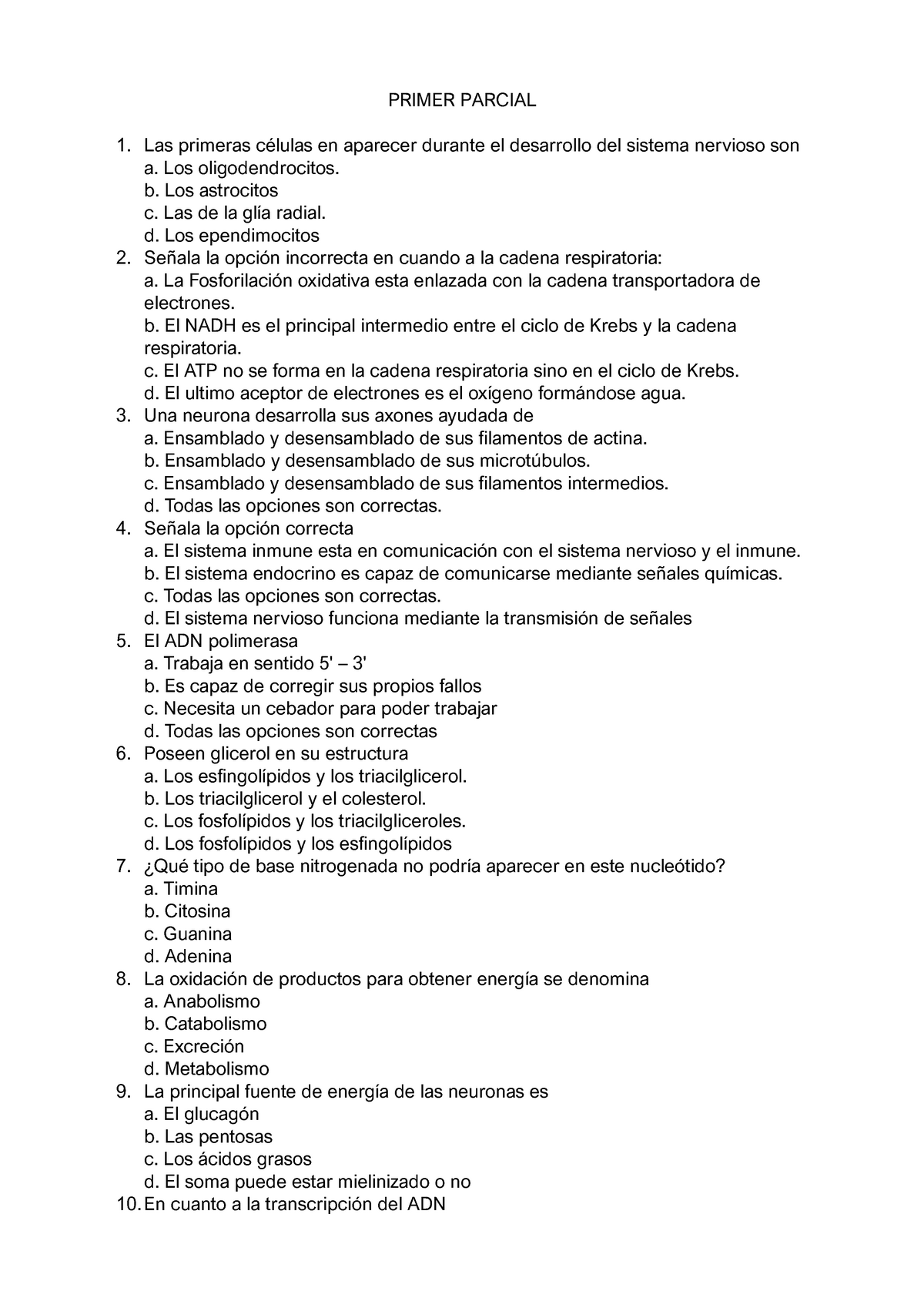 Examen Parcial 1 Y 2 Biologia - PRIMER PARCIAL Las Primeras Células En ...