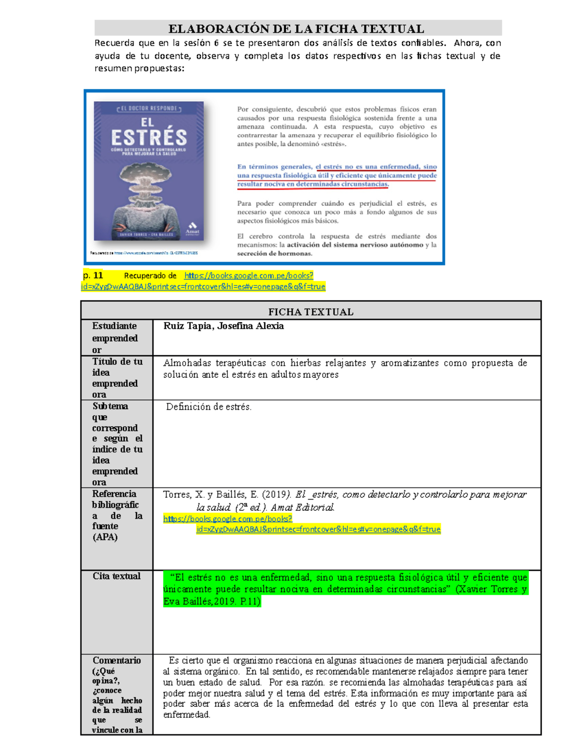 Elaboración De La Ficha Textual ElaboraciÓn De La Ficha Textual Recuerda Que En La Sesión 6 Se 1310