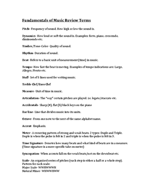 Lec2 - lecture notes day2 - Elements of Music II Pitch refers to the ...