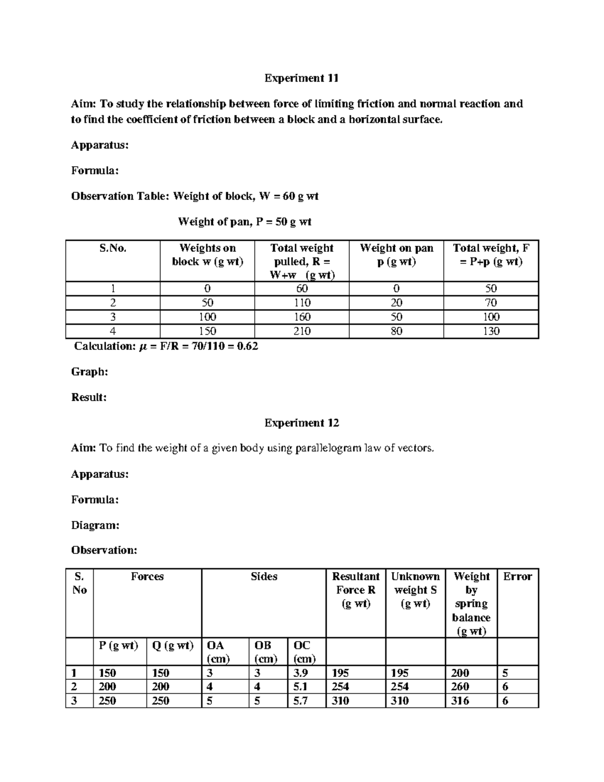 XI Physics Practical and Activity Record - Experiment 11 Aim: To study ...