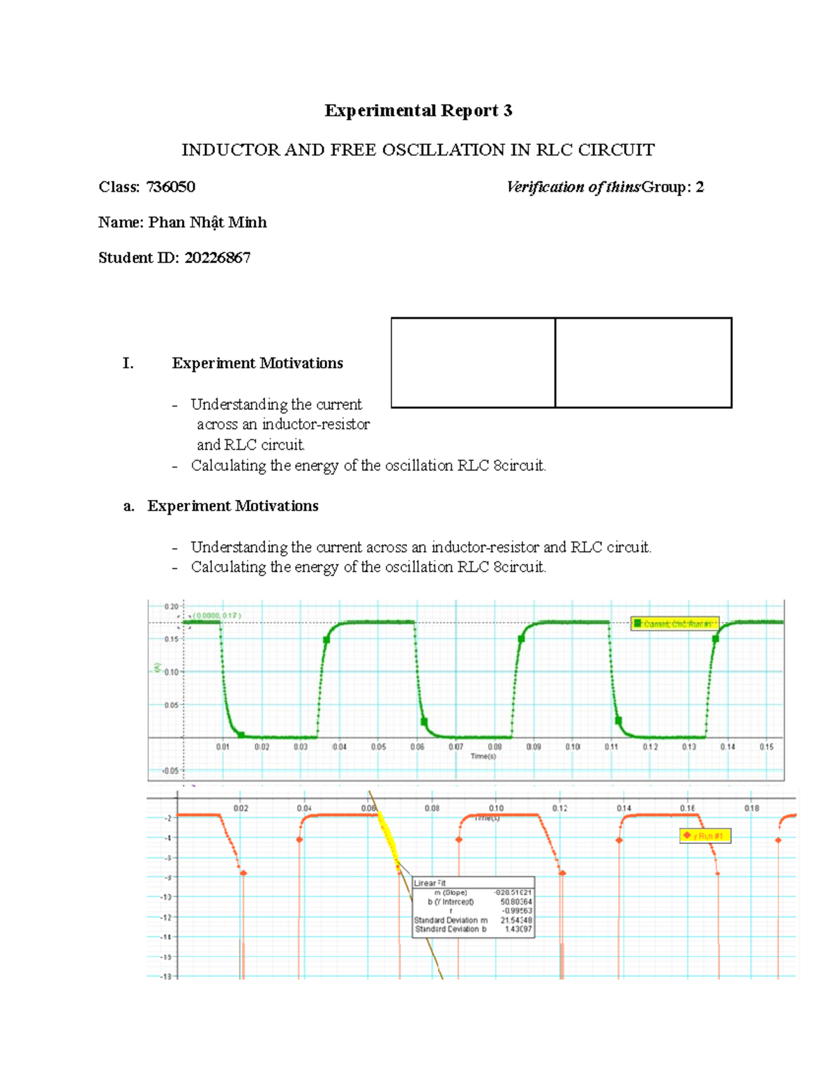 Ex3 Lab report 3 Experimental Report 3 INDUCTOR AND FREE