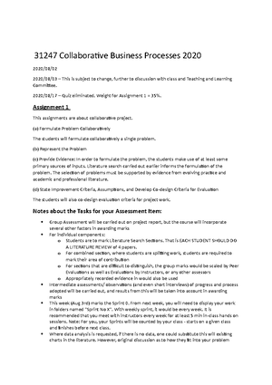 31247 Collaborative Business Processes 2019 A2 - 31247 Collaborative ...