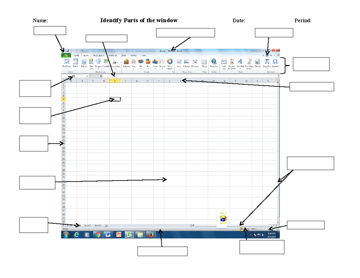 Identify Parts of the Excel Program - Name: Identify Parts of the ...