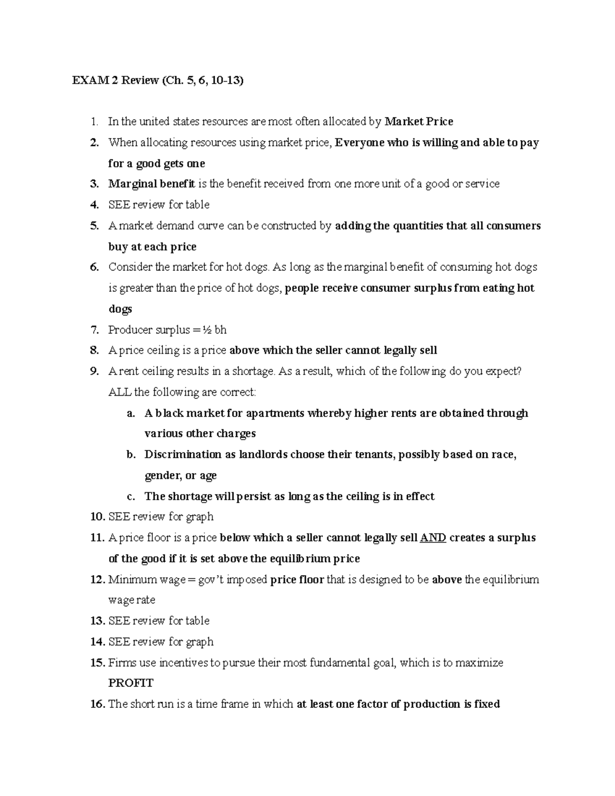 Exam 2 Review Ch 5 6 10 13 Eco 2305 Ttu Studocu