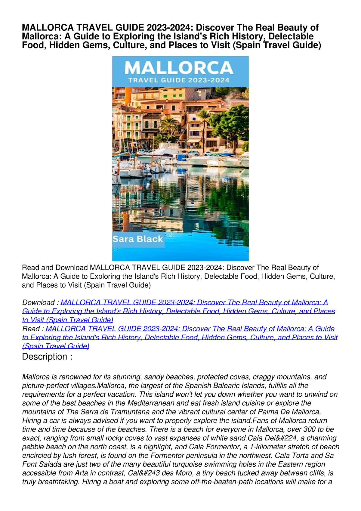 READ PDF MALLORCA TRAVEL GUIDE 2023 2024 Discover The Real Beauty Of   Thumb 1200 1698 