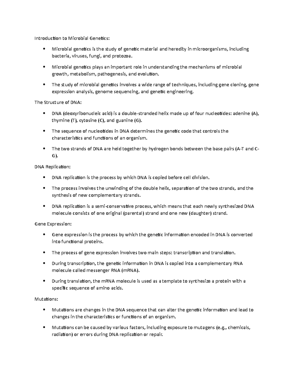 write an essay on current status of microbial genetics