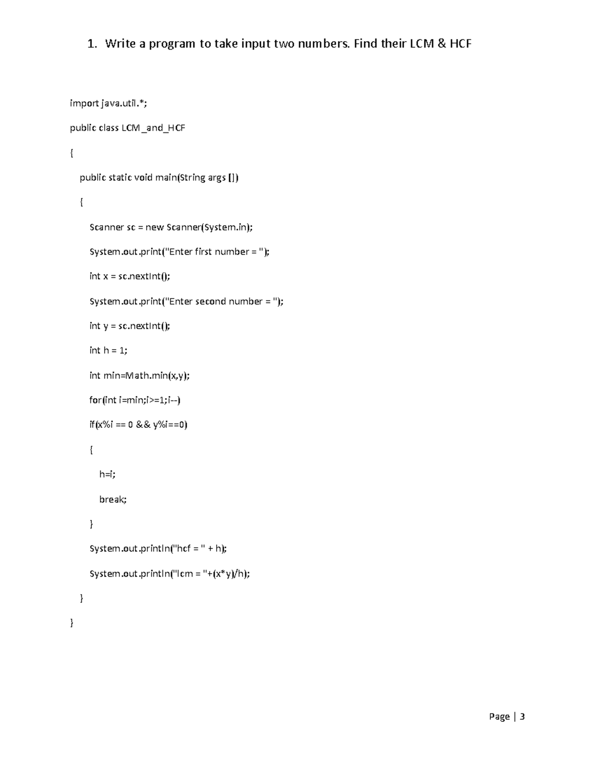 Computer project - Write a program to take input two numbers. Find ...