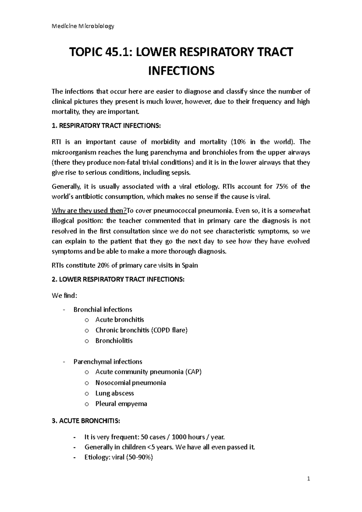 Unit 45 - Lecture notes 45 - TOPIC 45: LOWER RESPIRATORY TRACT ...