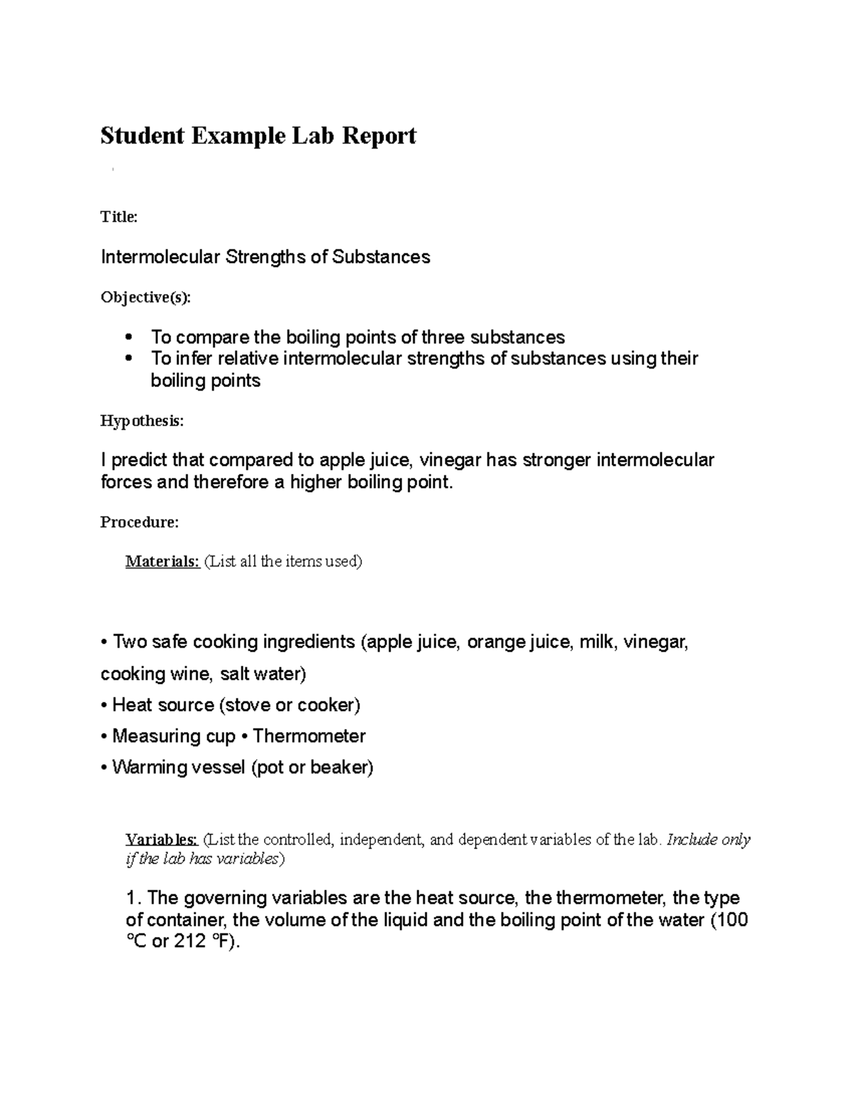 Student example lab report - Studocu