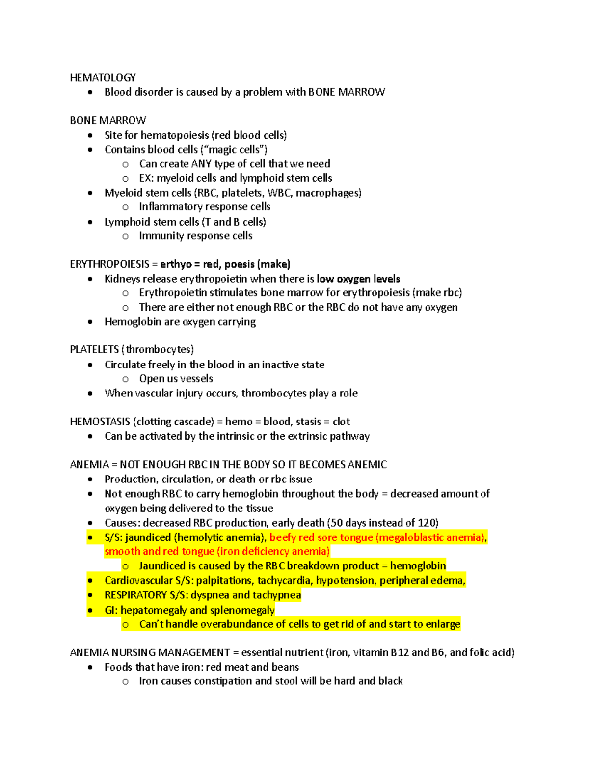 319 Hematology Study Guide - HEMATOLOGY Blood disorder is caused by a ...