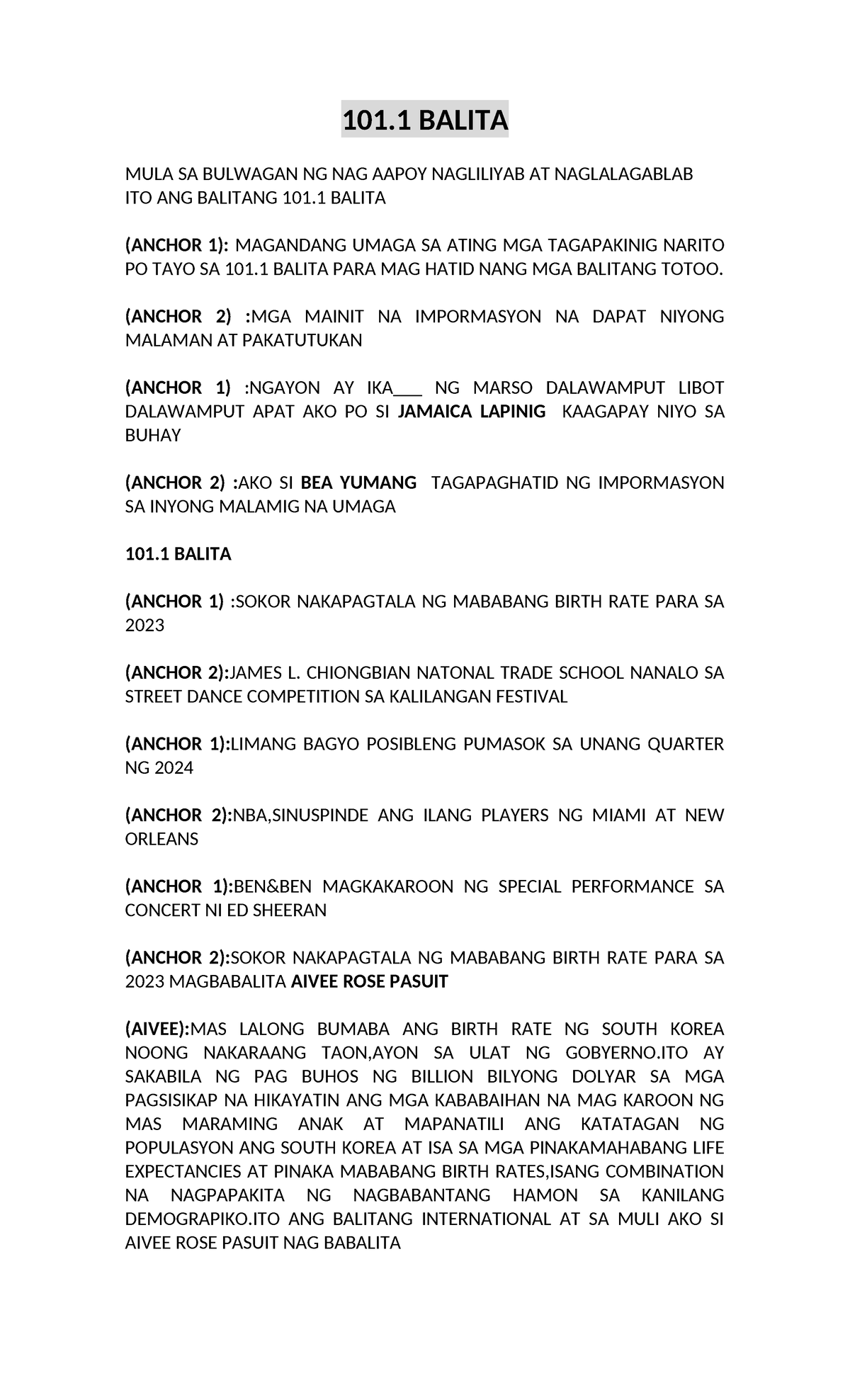 Pagsulat ng balita - 101 BALITA MULA SA BULWAGAN NG NAG AAPOY ...