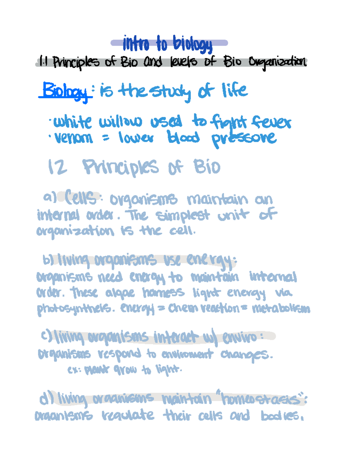 Chapter 1 Notes - Intro To Biology 11 Principles Of Bio And Levels Of ...