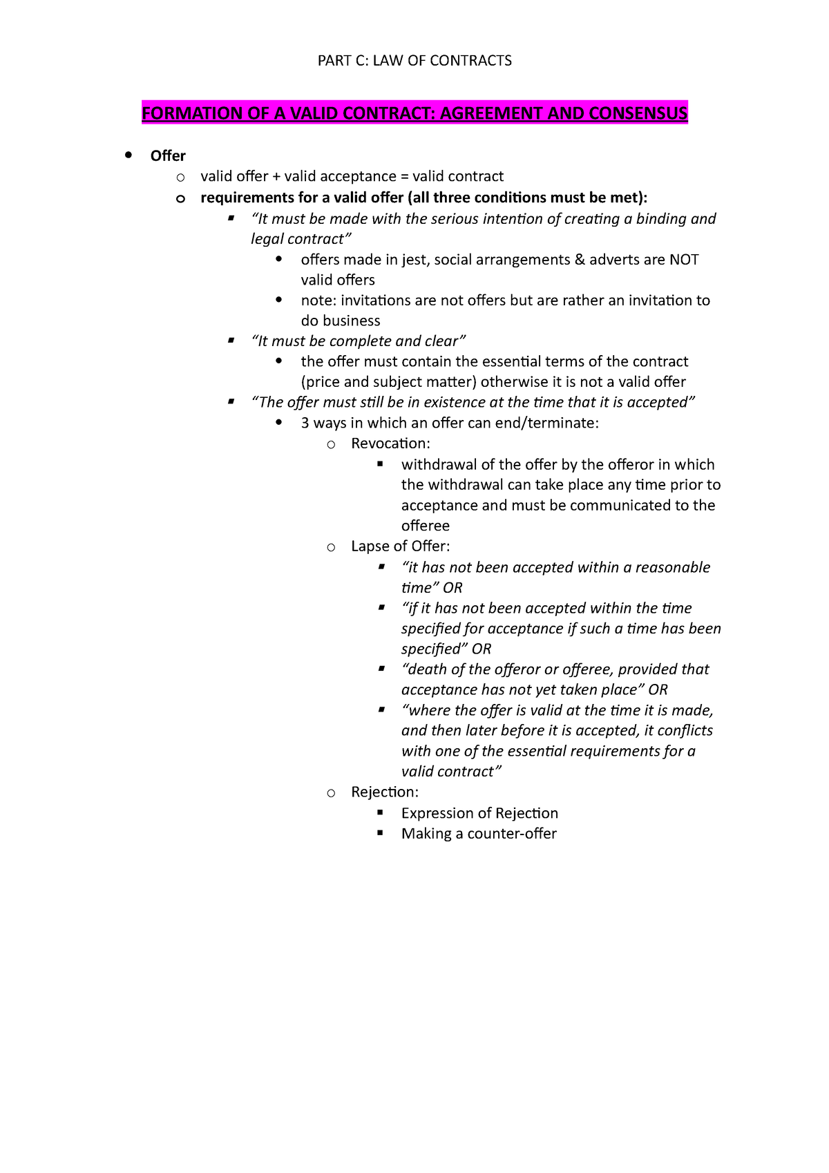 cml1004-part-c-summary-law-of-contract-law-of-mistake-and-breach