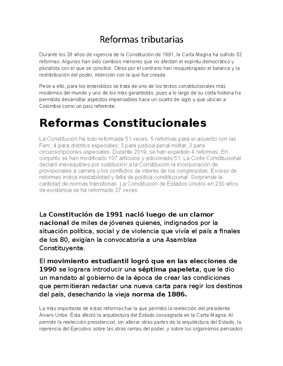 Reformas Tributarias - Reformas Tributarias Durante Los 28 Años De ...