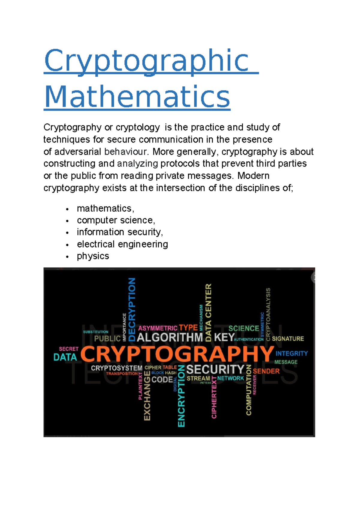 Cryptographic Mathematics - Cryptographic Mathematics Cryptography or ...