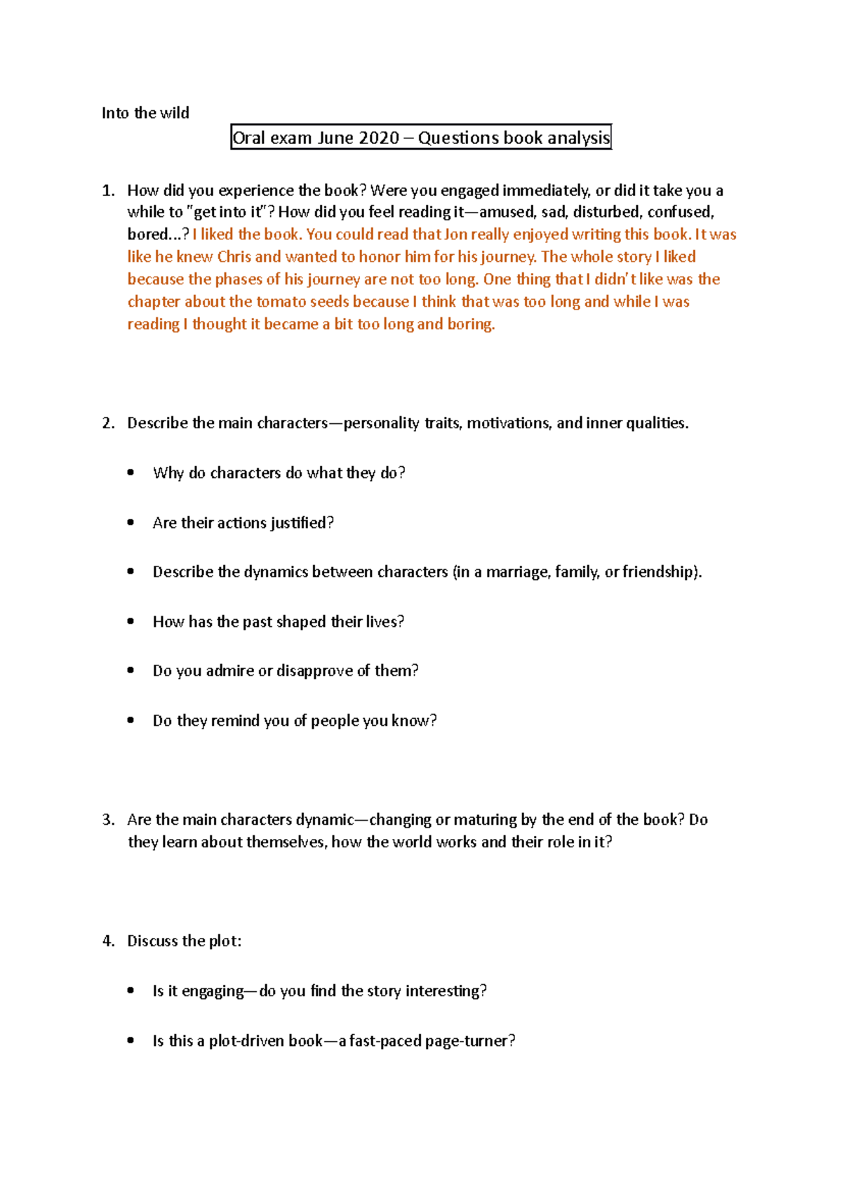 into the wild essay questions