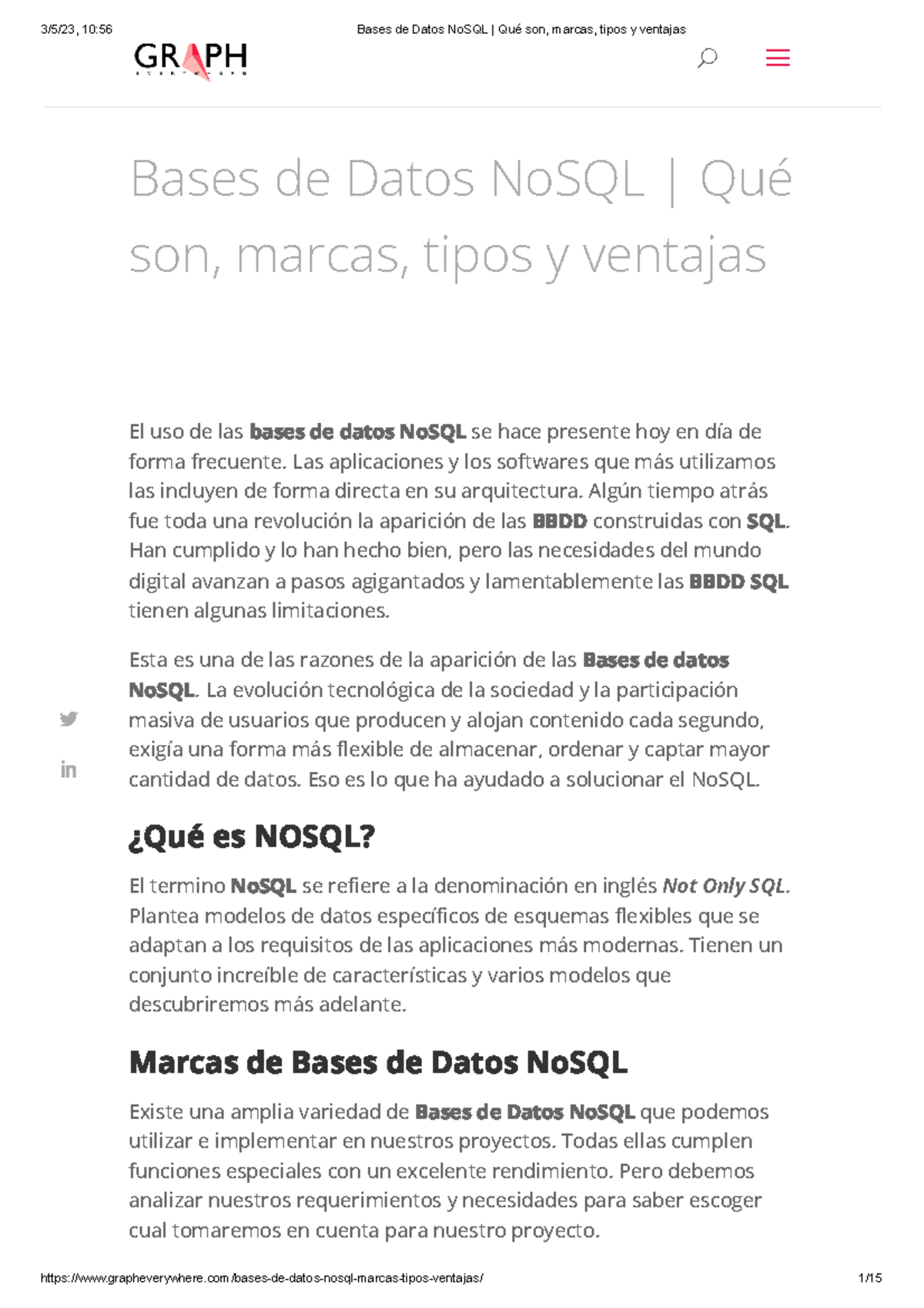 Bases de Datos No SQL - informatica - El uso de las bases de datos ...