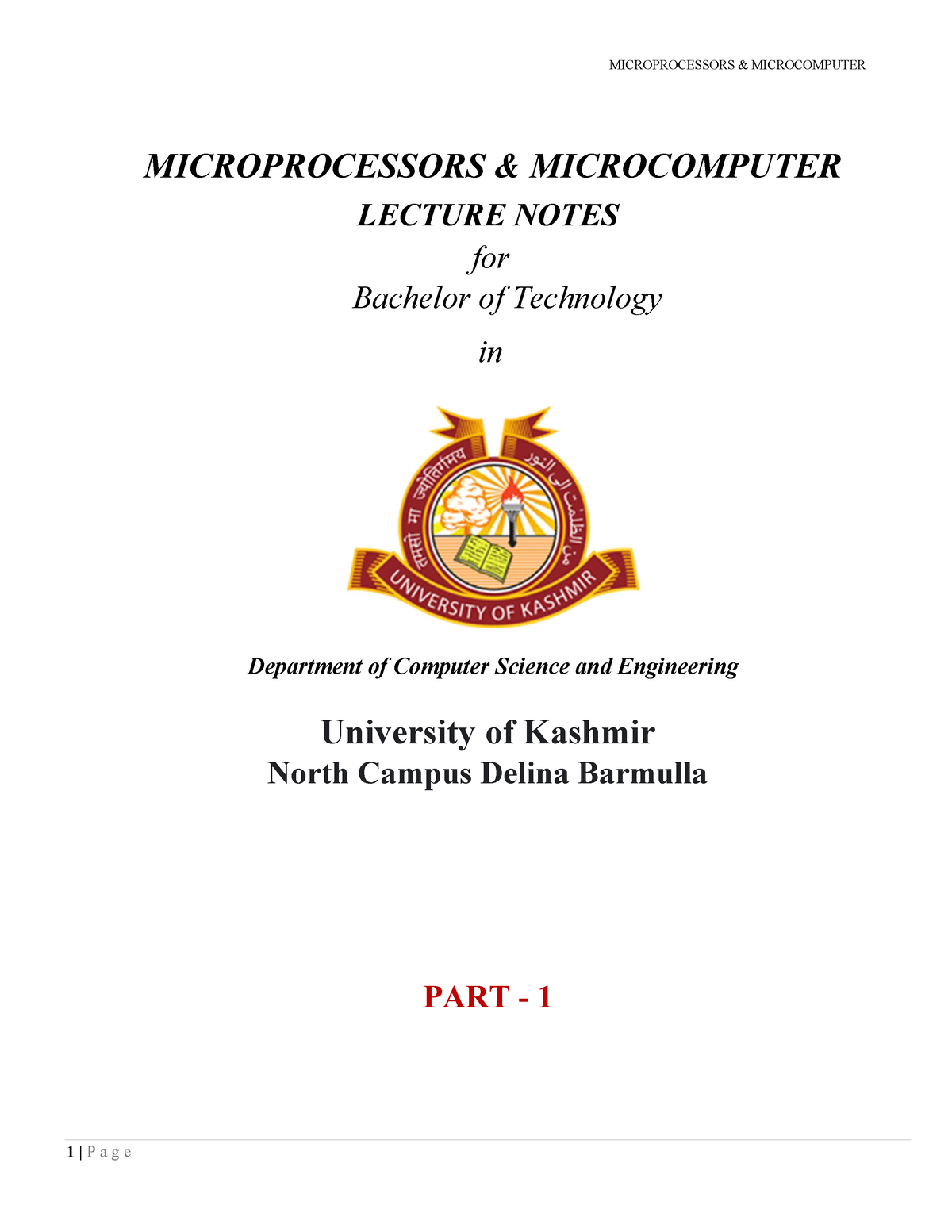 Microprocessors And Microcomputer Part 1 - MICROPROCESSORS ...