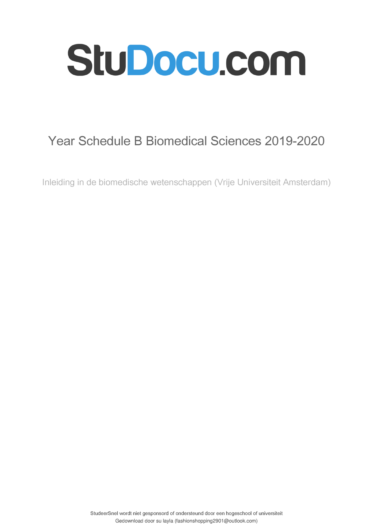 Year Schedule B Biomedical Sciences 2019 2020 - Warning: TT: Undefined ...