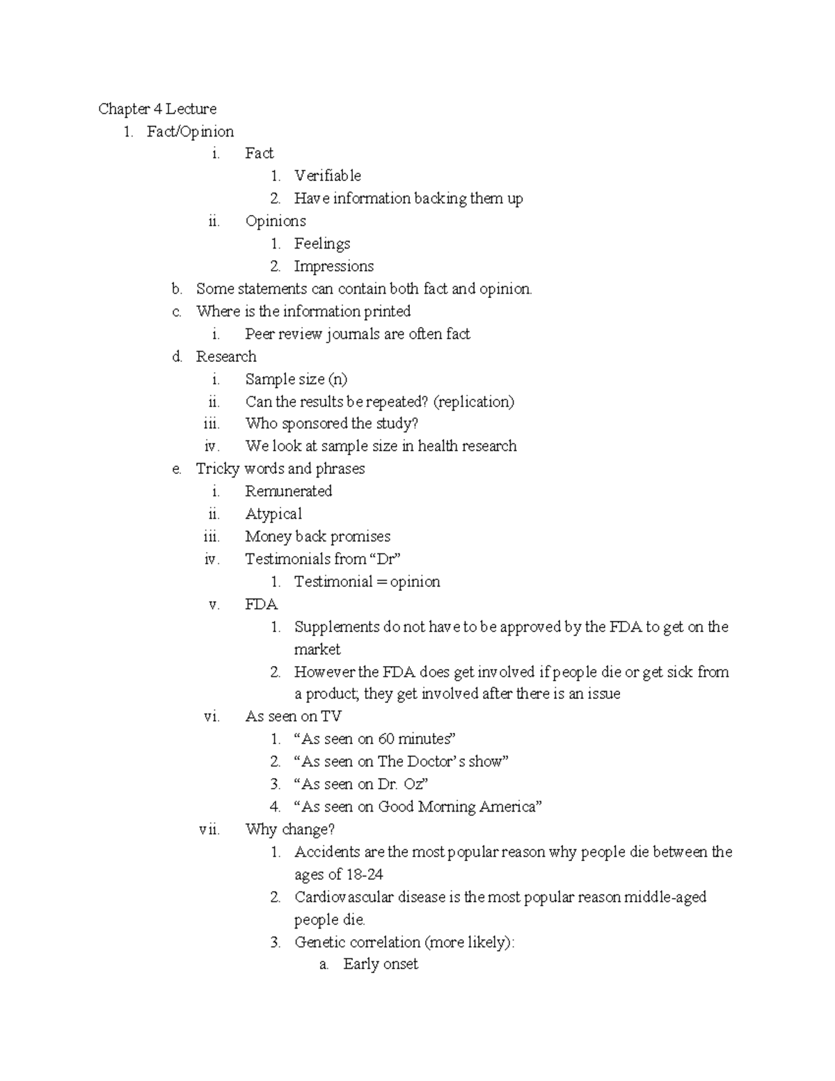 Chapter 4 Lecture - class notes - Chapter 4 Lecture 1. Fact/Opinion i ...