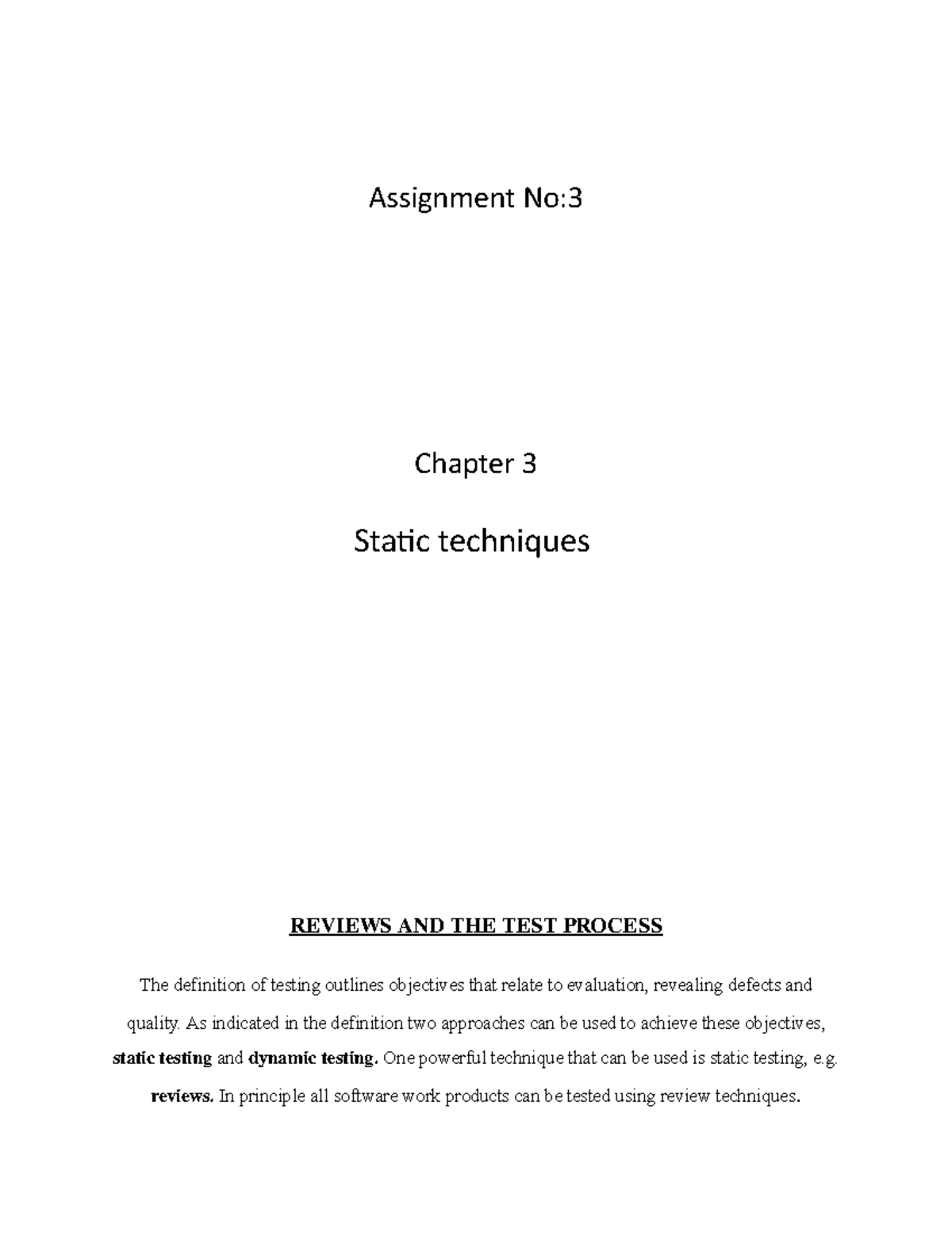 Assignment No 3 - Tutorial - Assignment No:3 Chapter 3 Static ...