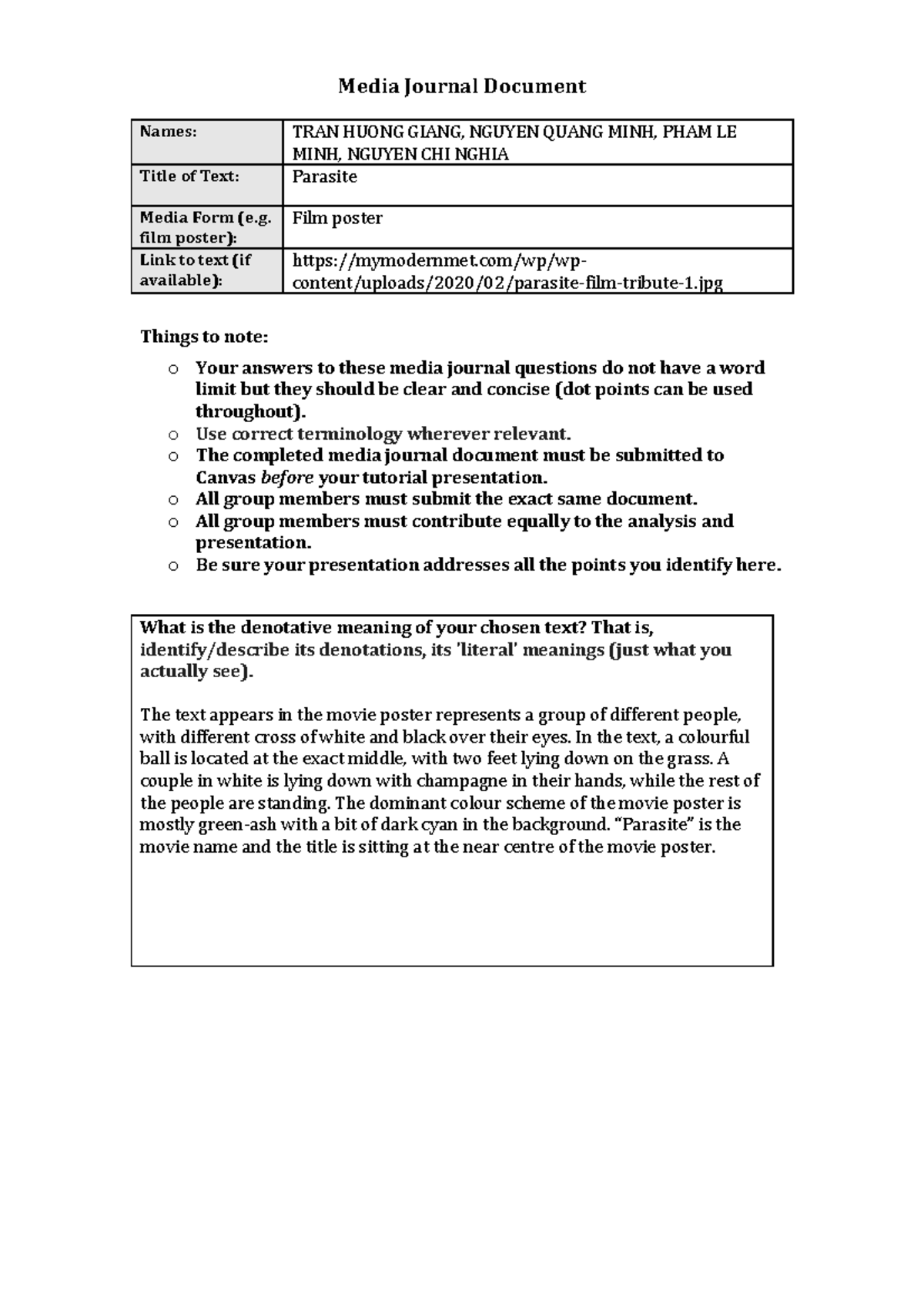 Media Journal Document Media Journal Document Names TRAN HUONG GIANG